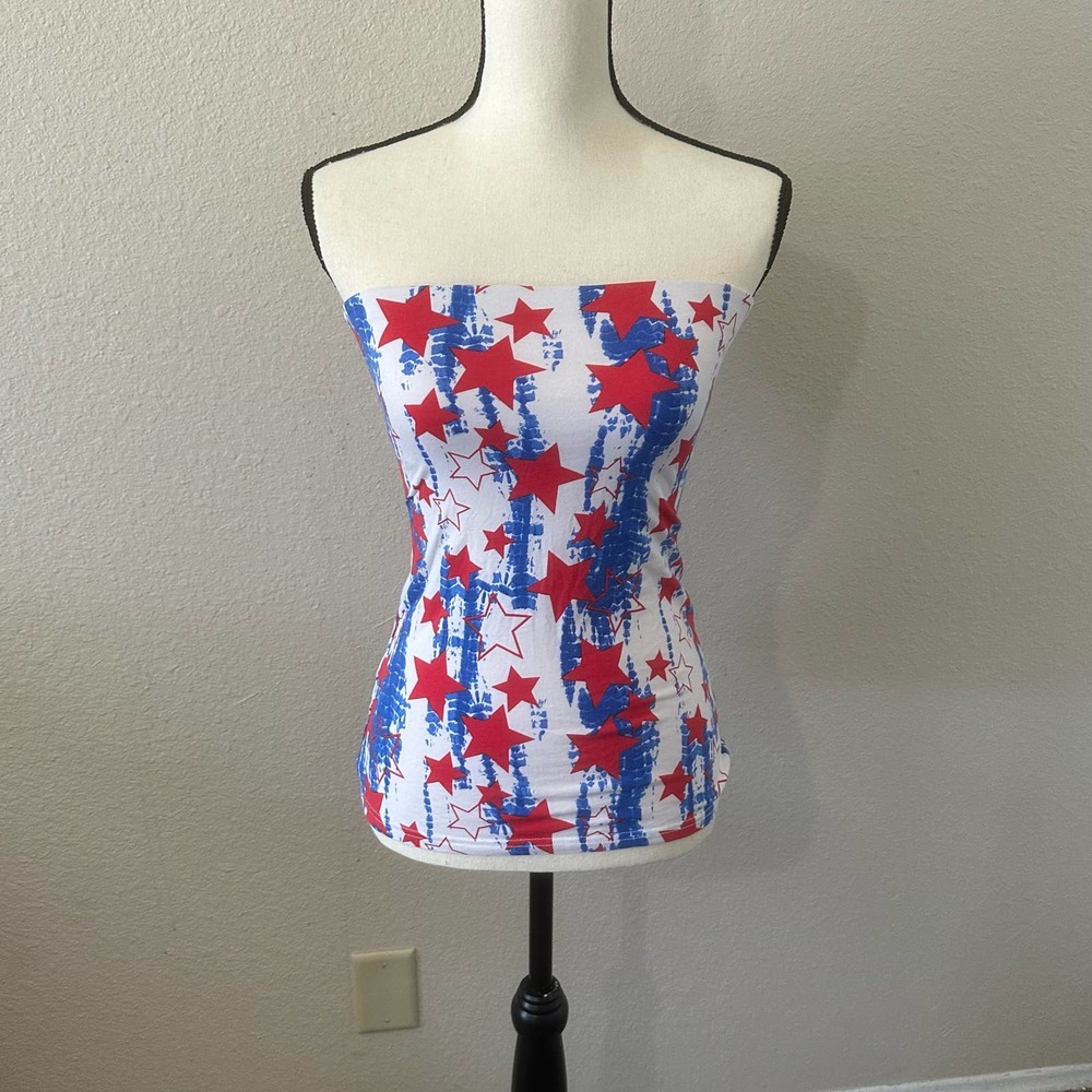STRAPLESS TOP |RED,WHITE,BLUE|SIZE M (7-9)